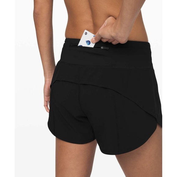 lululemon athletica Pants - Lululemon Speed Up Mid Rise Short 4" 2021 Women's Size 12 Black Run Stretch Wick